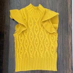 Cable knit sweater vest, mustard yellow, S